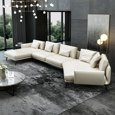Purvis 174" Genuine Leather Corner Sectional by Corrigan Studio
