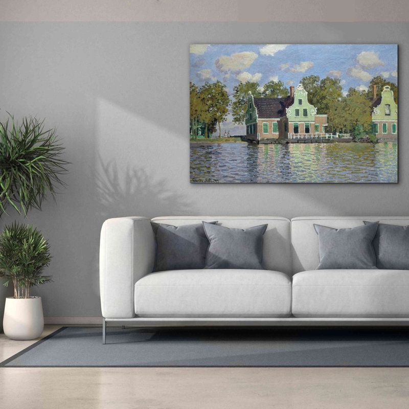 «Maisons près de la berge de la rivière Zaan» par Claude Monet, estampe numérique sur toile, H 40 po x l 60 po x P 1,5 po
