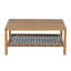 Table basse d'extérieur en bois d'acacia avec tablette de rangement en corde tissée