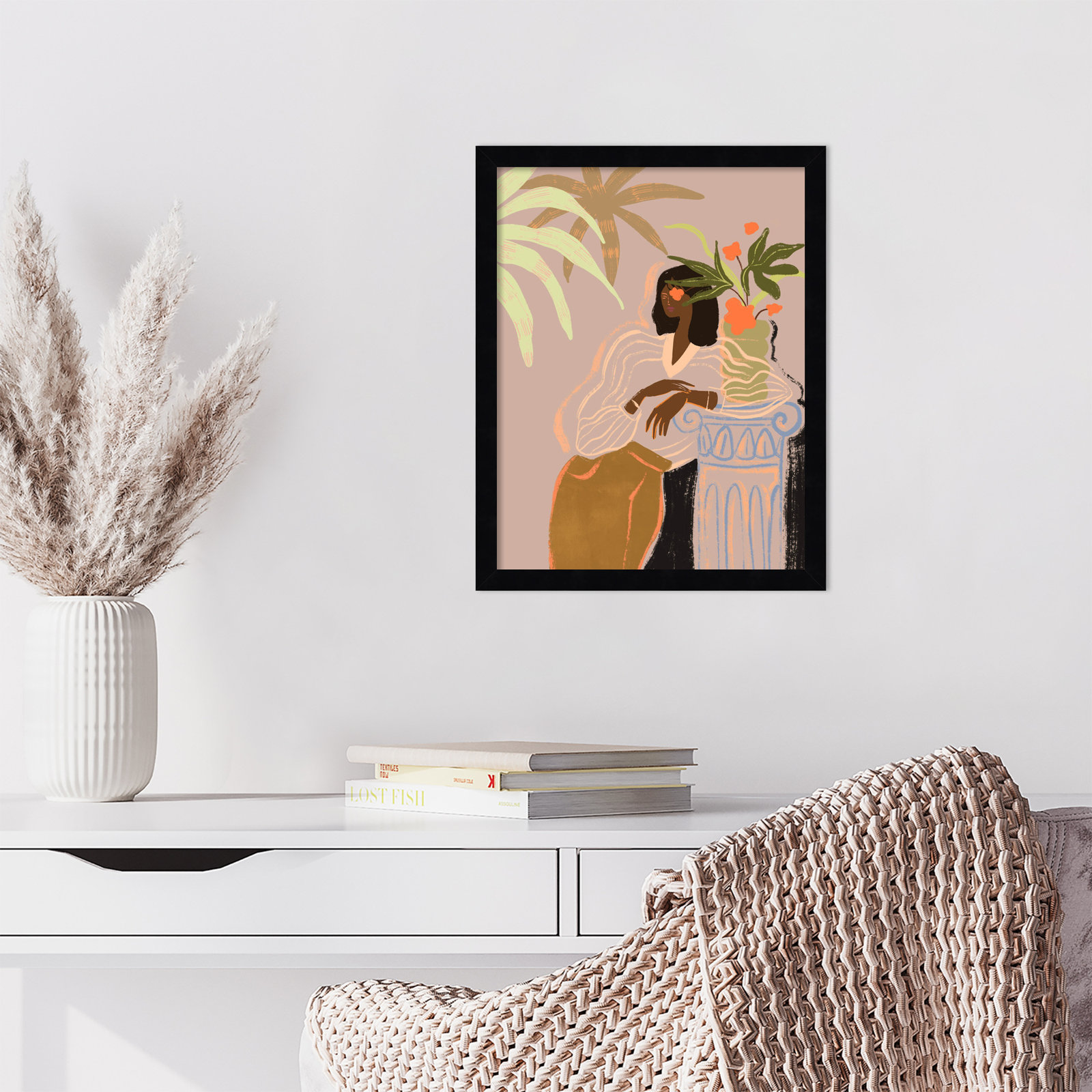 Prudence "Lady in Waiting" Print, 17" H x 14" W, Black