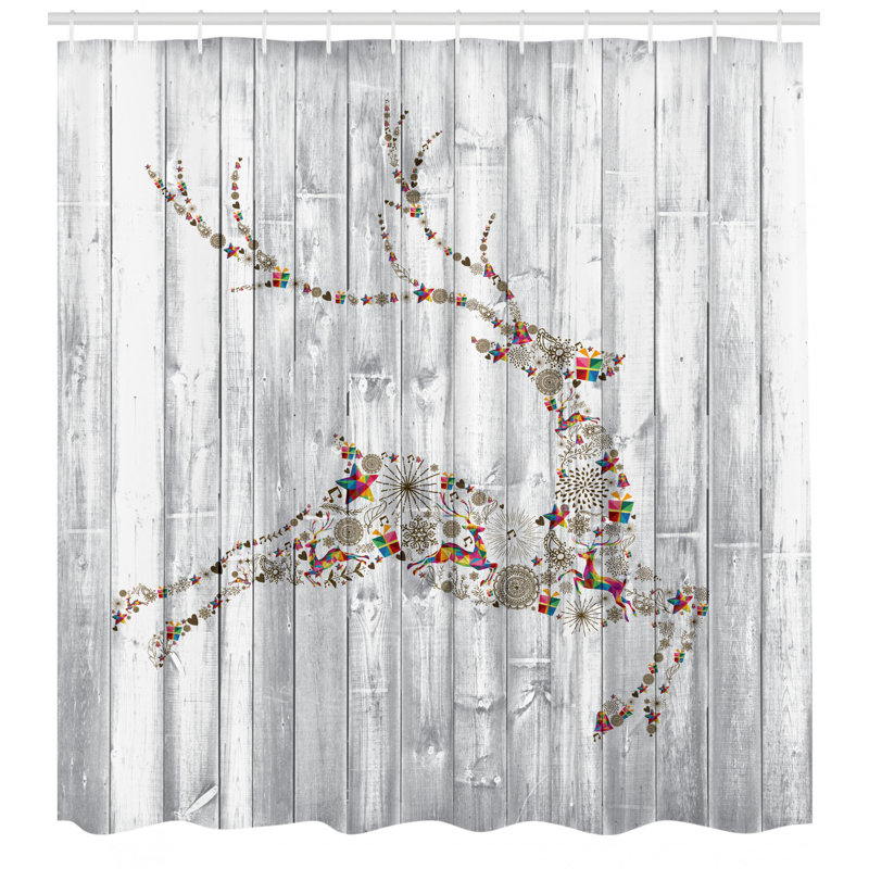 Deer Shower Curtain Set + Hooks, 75" H x 69" W