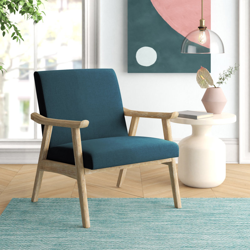 Albury Upholstered Accent Chair, Natural, Blue 100% Polyester