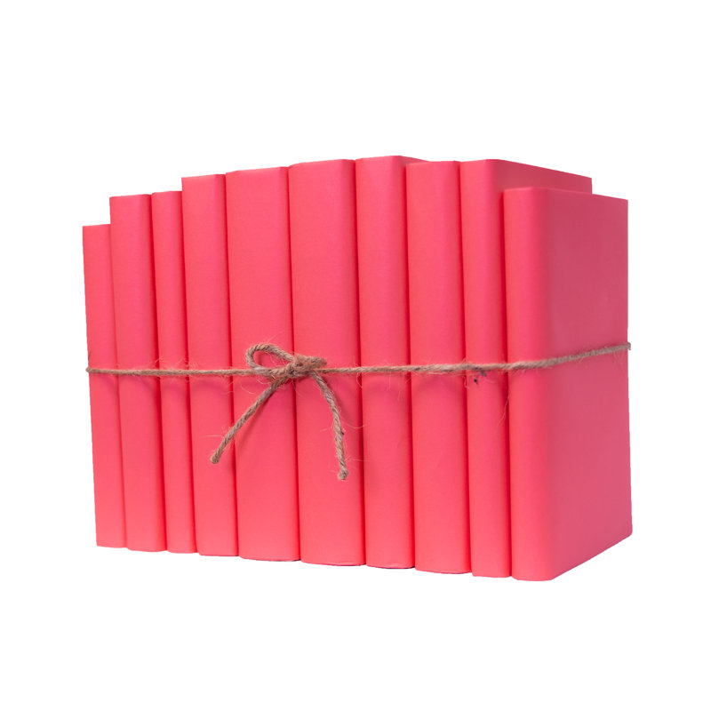Decorative Books - Raspberry Blush Paper Wrapped Book Bundle - 1 Foot of Pink Books
