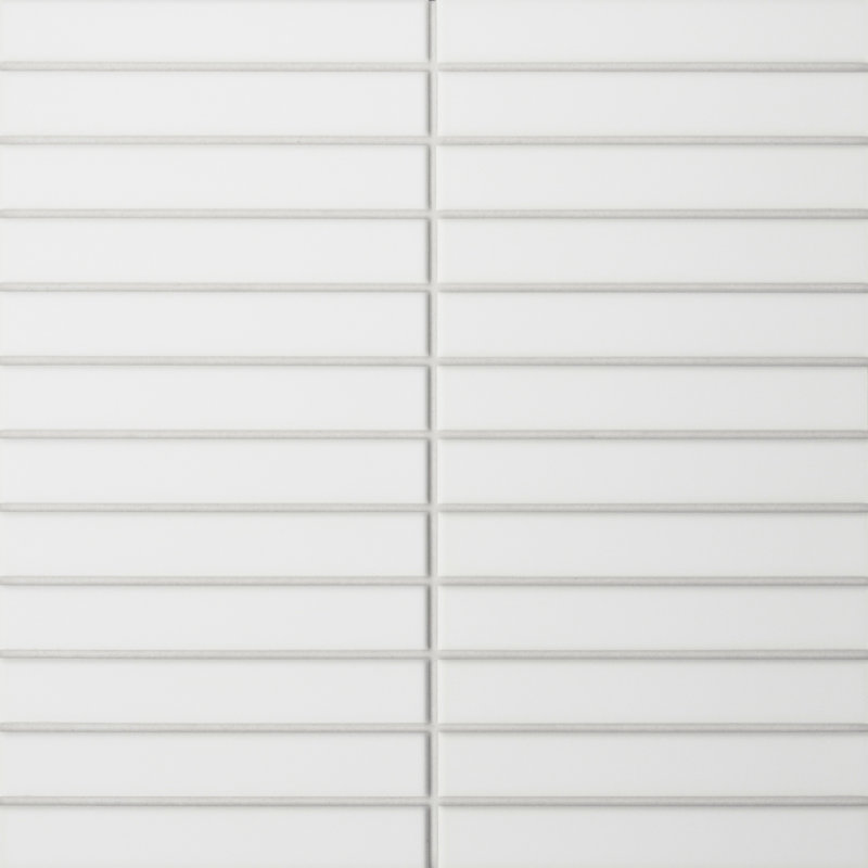 Le Cafe 1" x 6" Straight Stack Matte Porcelain Mosaic Tile in White
