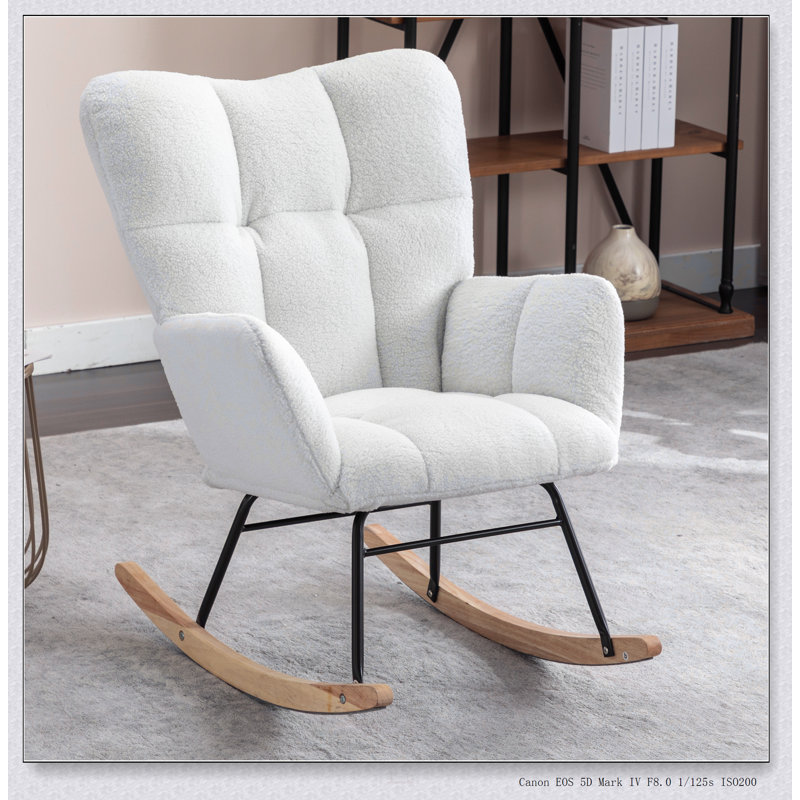Chaise berçante en tissu Teddy, Ivoire ivoire