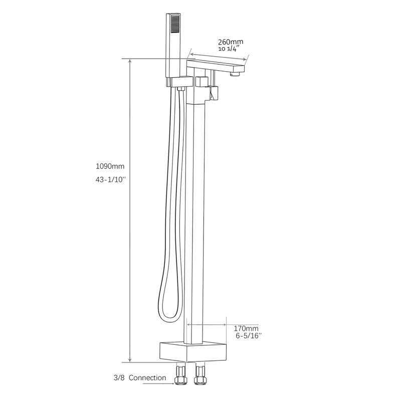 1 Handle Floor Freestanding Tub Filler with Diverter, Venetian Bronze