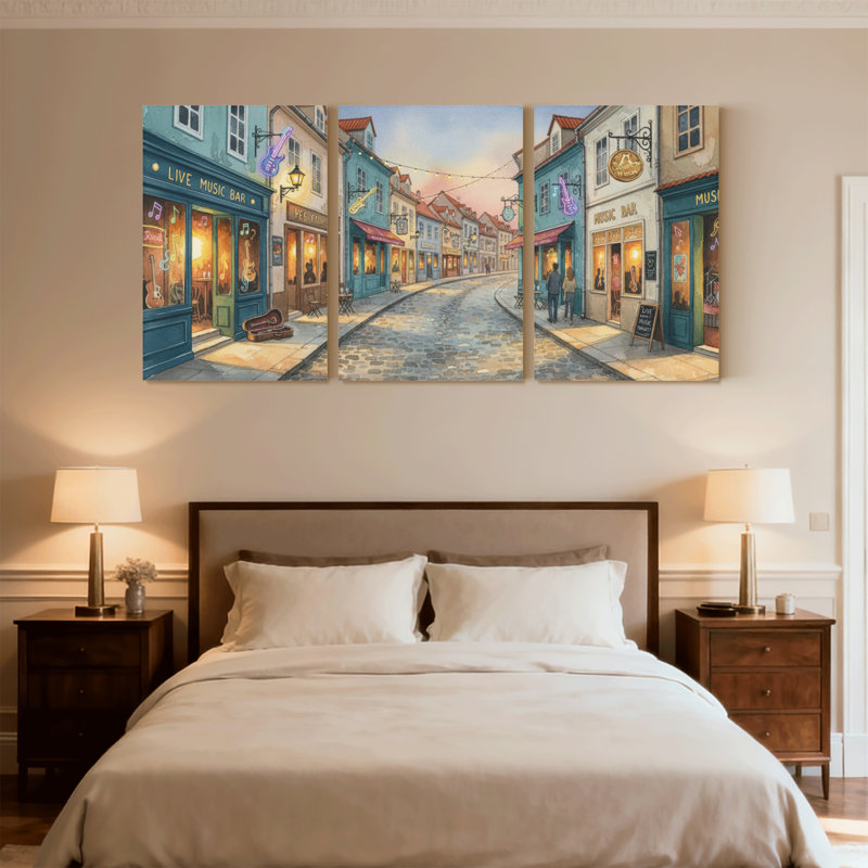 Ensemble de 3 impressions sur toile Scénic et paysages urbains charmants, H 36 po x l 72 po