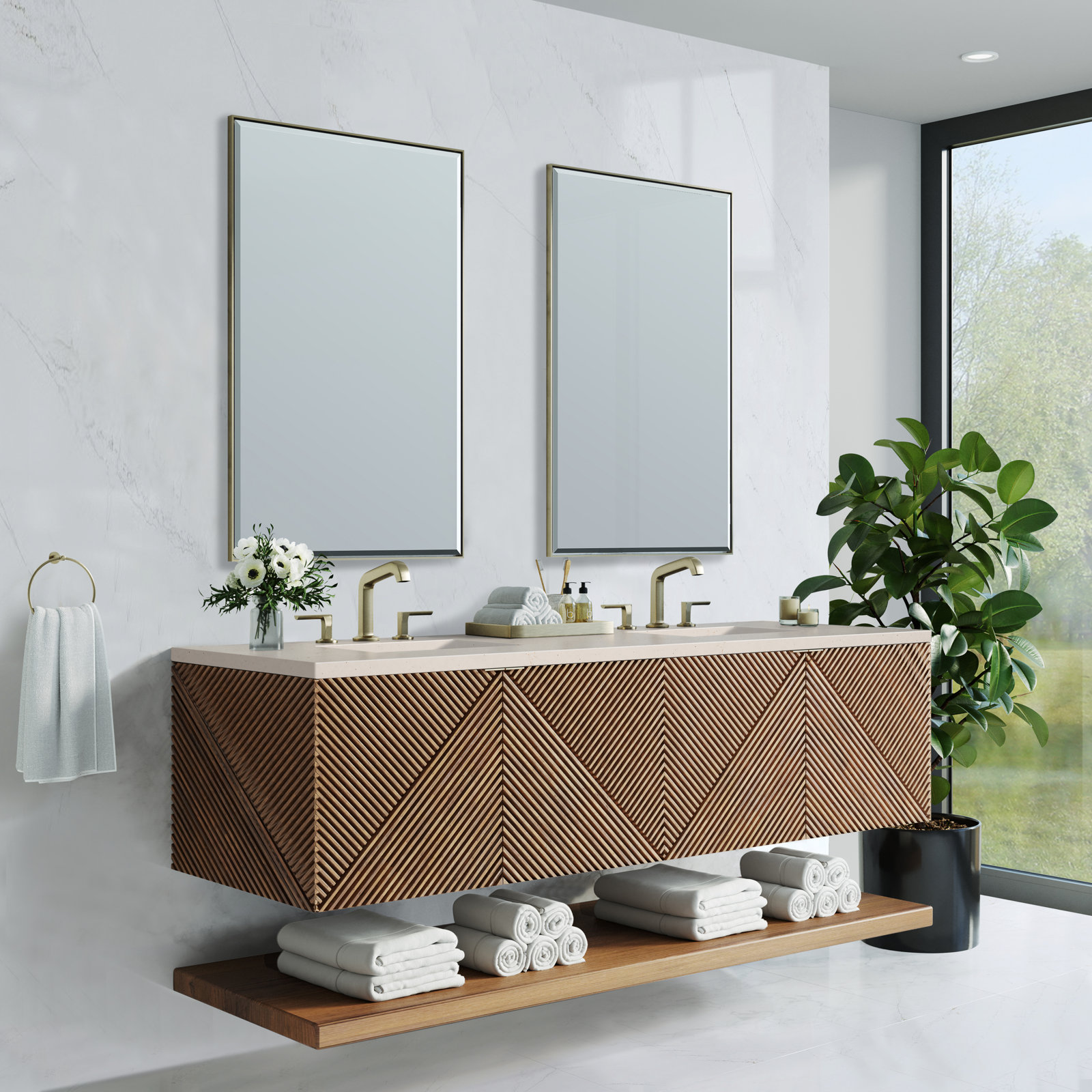Marcello 72'' Double Bathroom Vanity, Victorian Silver, 8" Widespread