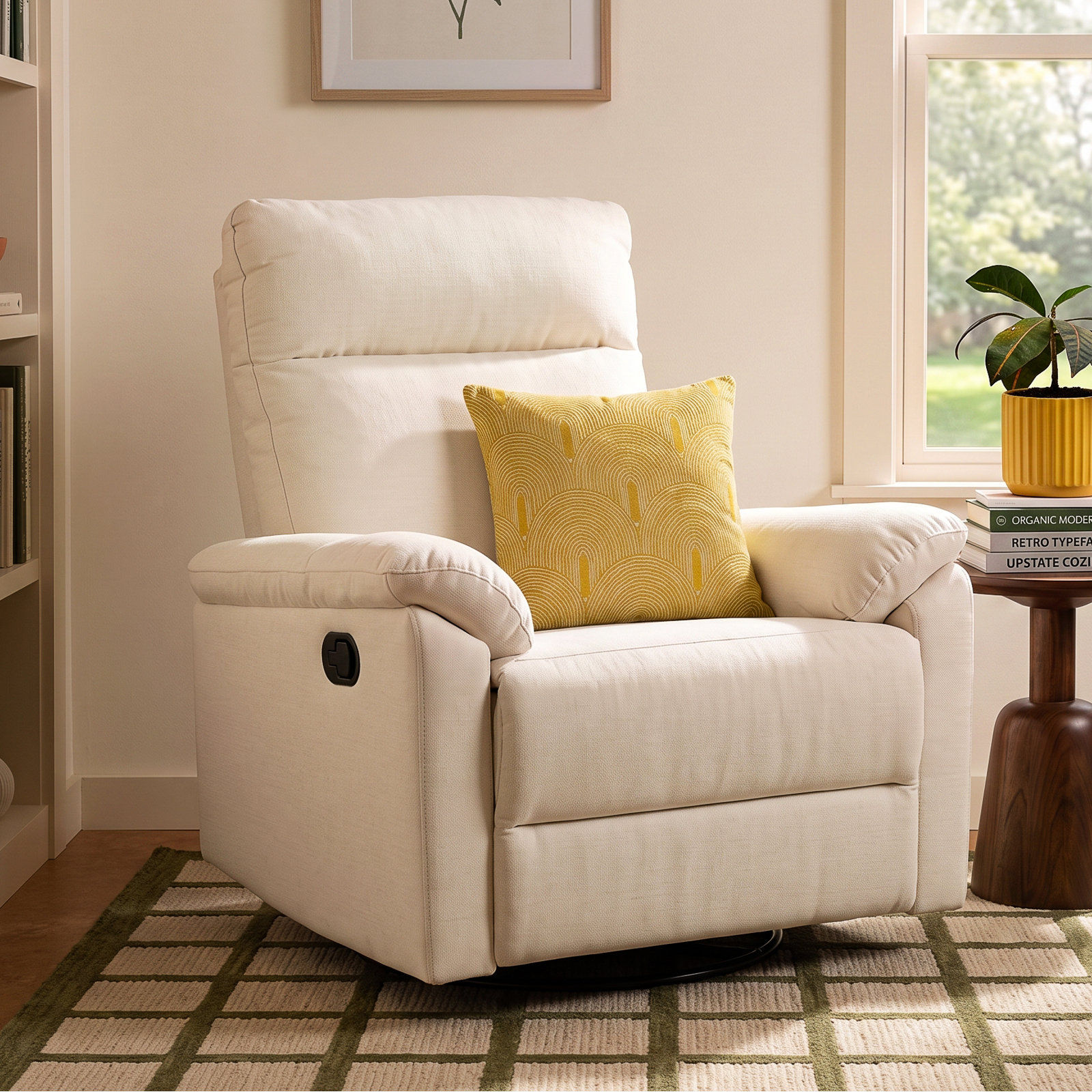 Suzy Swivel Glider, Vanilla Polyester Blend