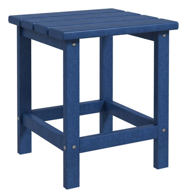 Blue Square Patio Table - 15" Outdoor End For Porch, Pool, Balcony Surface Weather , 110 Lbs Capacity Side Table,