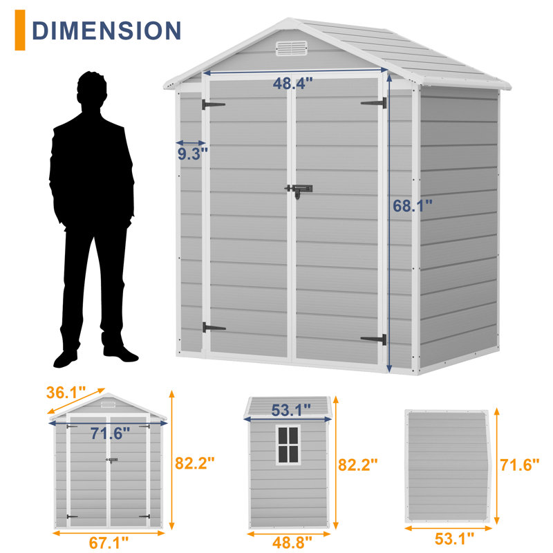 6 ft. W x 4 ft. D Plastic Lean-To Storage Shed