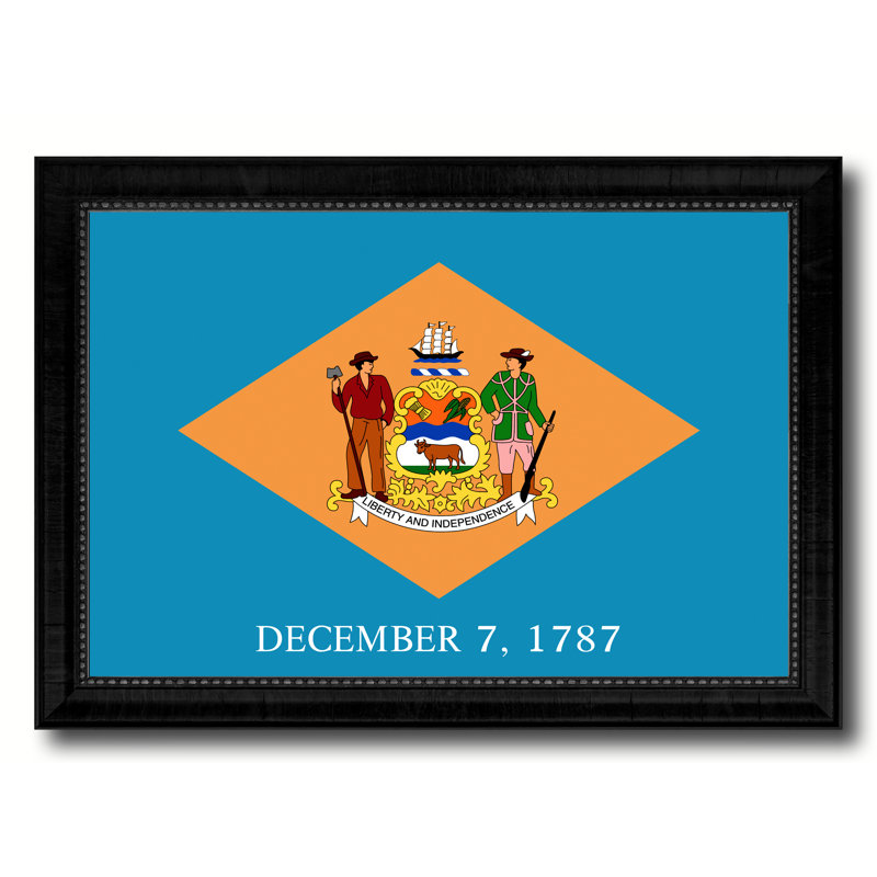 «Indiana State Flag», reproduction d'impression sur toile encadrée, H 27 po x l 39 po x P 1 po, Alabama, Encadrement noir