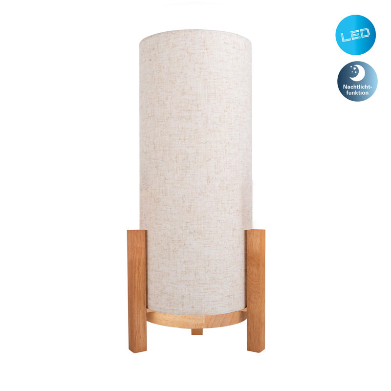 Bulman Wood Standard Table Lamp Lamp, Cream, Brown, 48cm H x 18cm W x 18cm D