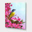 Petit oiseau jaune près du nid avec fleurs - Impression sur toile-59724943-59780567
