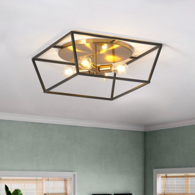 4-Light Bulbs Modern Metal Dimmable UL Listed Flush Mount Light