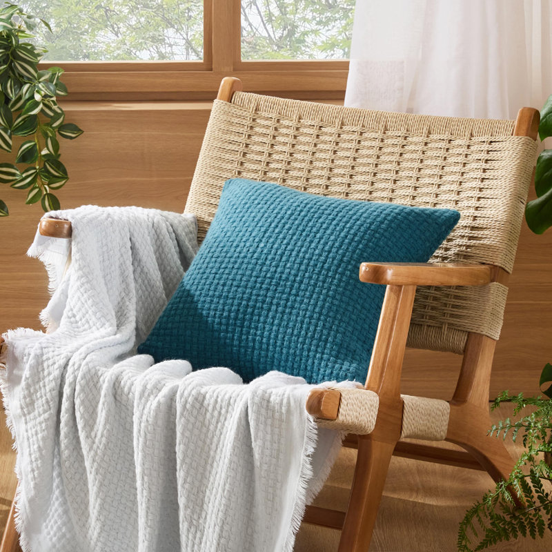 Housses de coussin en jacquard à carreaux, Bleu clair