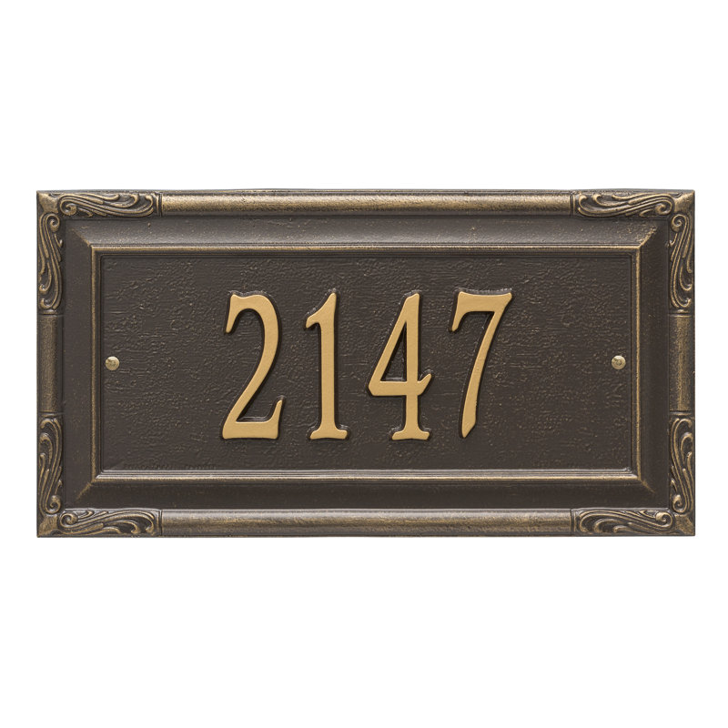 Plaque d'adresse murale 1 ligne personnalisée Gardengate, Bronze/Doré, Oui