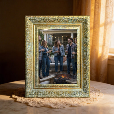 Antique Gold 3 PCS 5" x 7" Vintage Style Picture Frame with Plexiglass Front