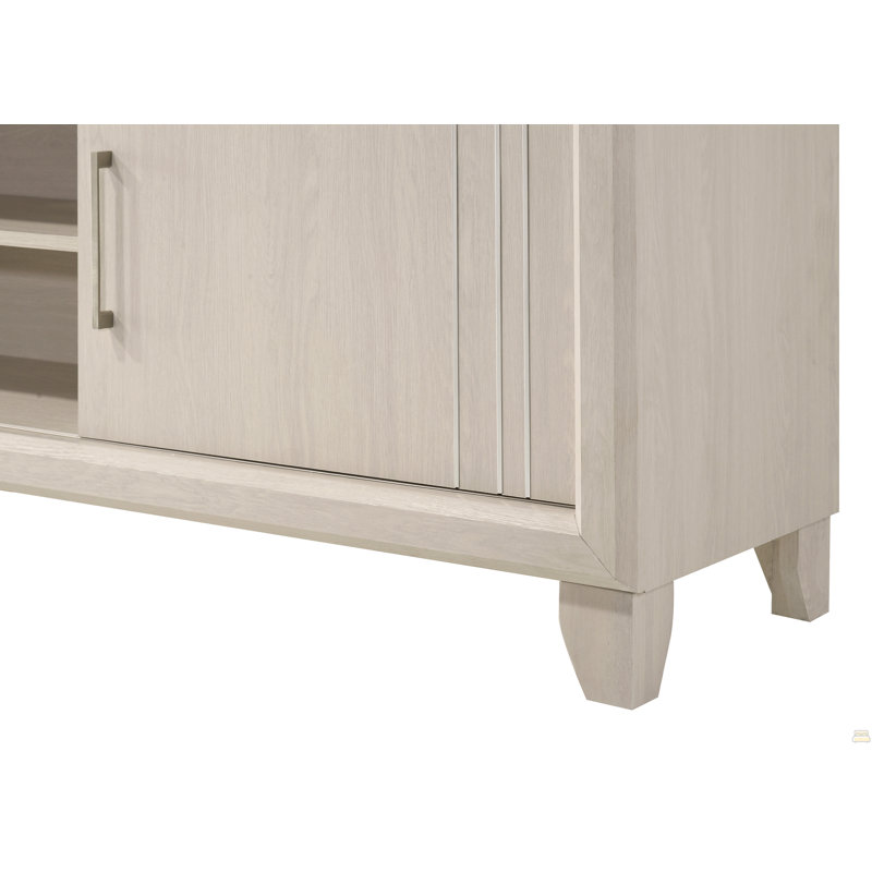 1Pc TV Stand Media Console Open Shelves Silver-Toned Hardware Entertainment Console, Beige