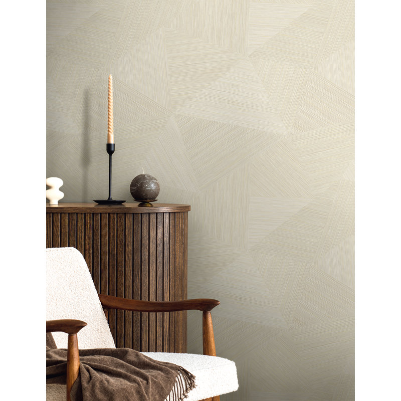  Papier peint en vinyle non collé Designs Middleton Triangles, Crème métallique