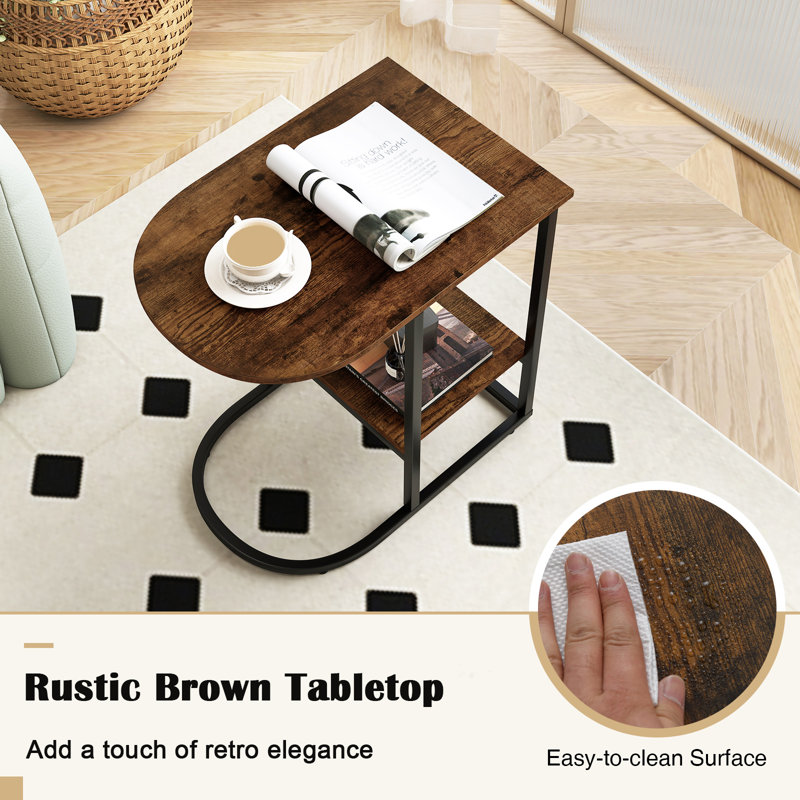 C-Shaped Modern Sofa With Storage Shelf-Coffee Side Table