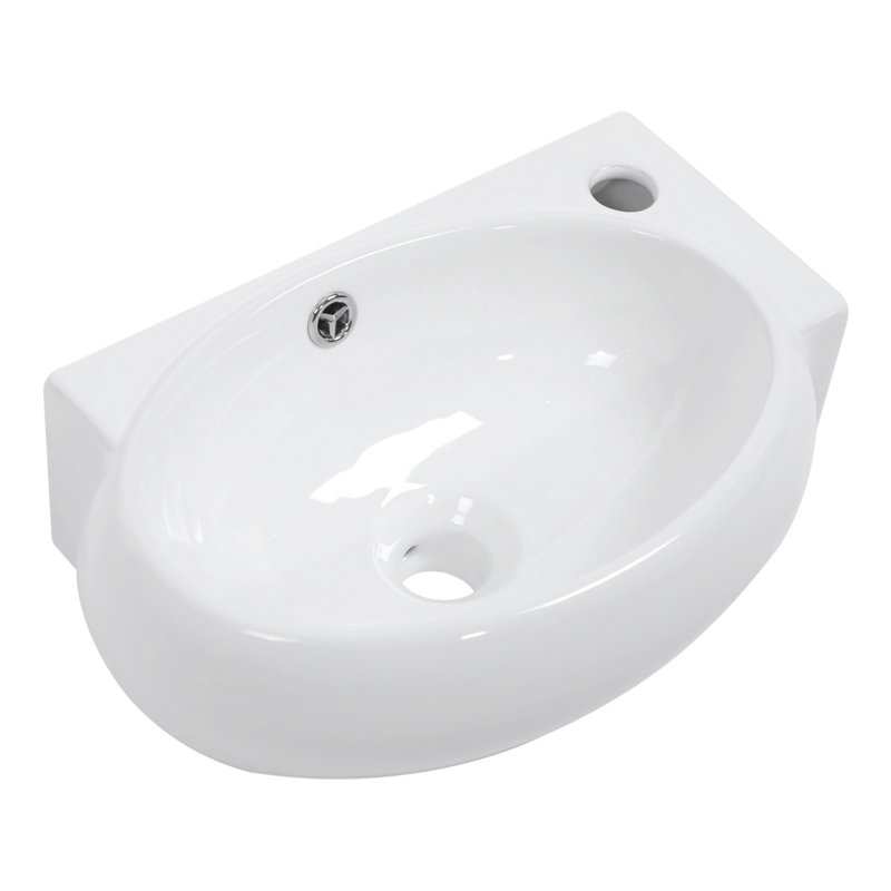 Wall Mount Ceramic Single, Rectangle Bathroom Sink With Single Faucet Hole
