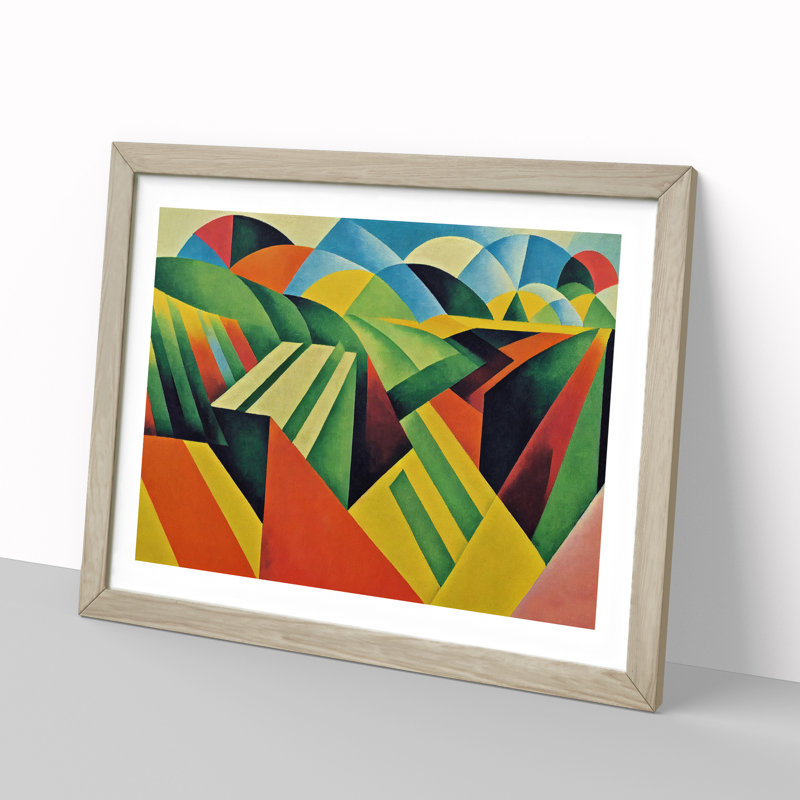 Bold Abstract Meadow Landscape 1 Piece Single Picture Frame Painting, 46cm H x 64cm W x 2cm D, Oak Framed