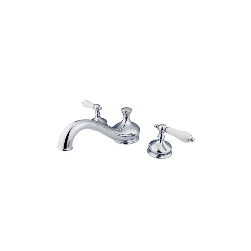 Double Handle Deck Mounted Roman Tub Faucet, Polished Chrome