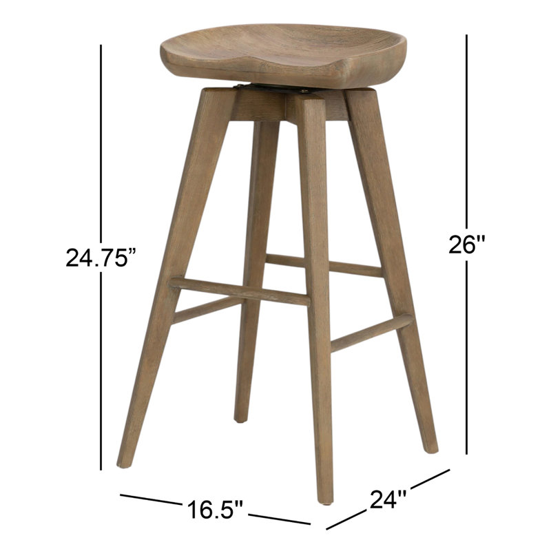 Union Swivel Solid Wood Stool, Bar Stool (24.75” Seat Height)