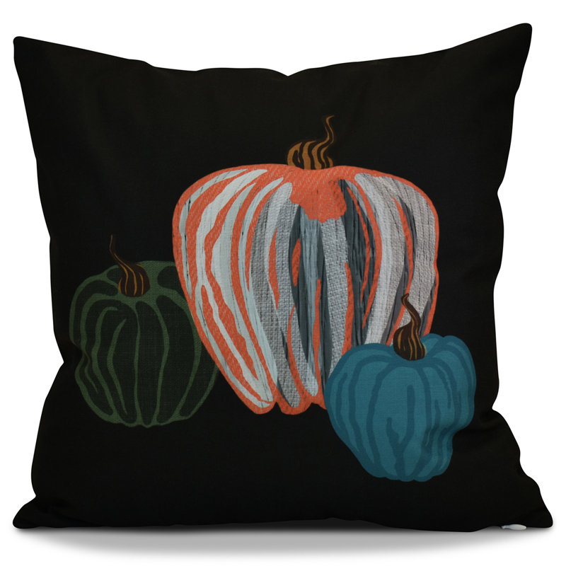 Flipping For Fall Indoor/Outdoor Reversible Throw Pillow, 20" H x 20" W x 2" D, Black