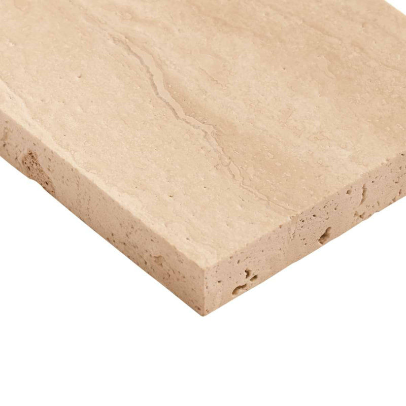 Travertine 2.5x12 Filled Brushed Vein Cut Tile, Classic Brushed