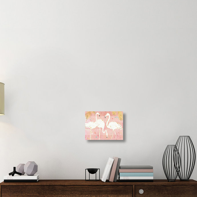 « flamant rosee iv », reproduction d’art sur toile tendue, Toile tendue, Blanc, H 24 po x l 32 po x P 1 po