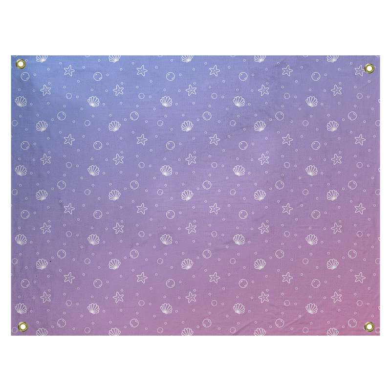 Tapisserie «Avicia Seashell» par Katelyn Elizabeth, H 27,5 po x l 37,5 po, Intérieur, Rose / Bleu