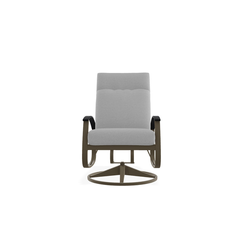 Chaise de patio pivotante avec coussins Askar, Éblouissement, Noir P70, Bois de plage texturé