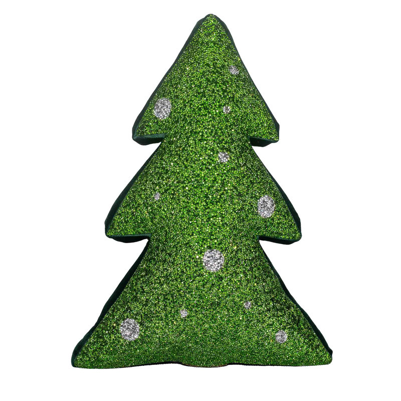 Sparkles Home Luminous Tree Shaped Rhinestone Throw Pillow | 18x12 in Velvet Holiday Accent
