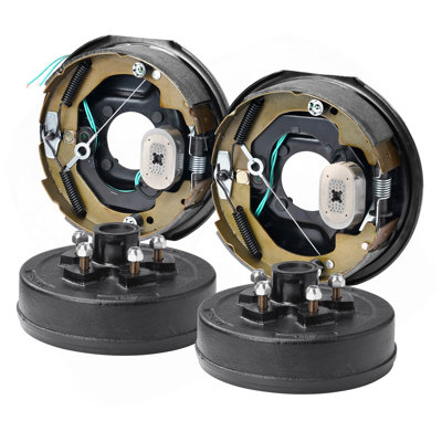 Trailer Hub Drum Kits 5 On 4.5" B.C. With 10" X 2-1/4" Electric Brakes, Self-Adjusting Trailer Brake Assembly For 3500 Lbs Axle, 4-Hole Mounting, Backing Plates For Brake System Part Replacement
