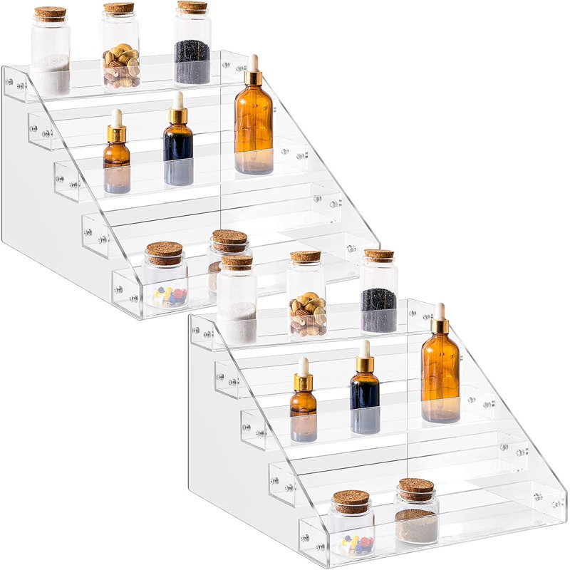 Étagère à épices en acrylique 2 pièces Organisateur à épices vertical à 5 niveaux