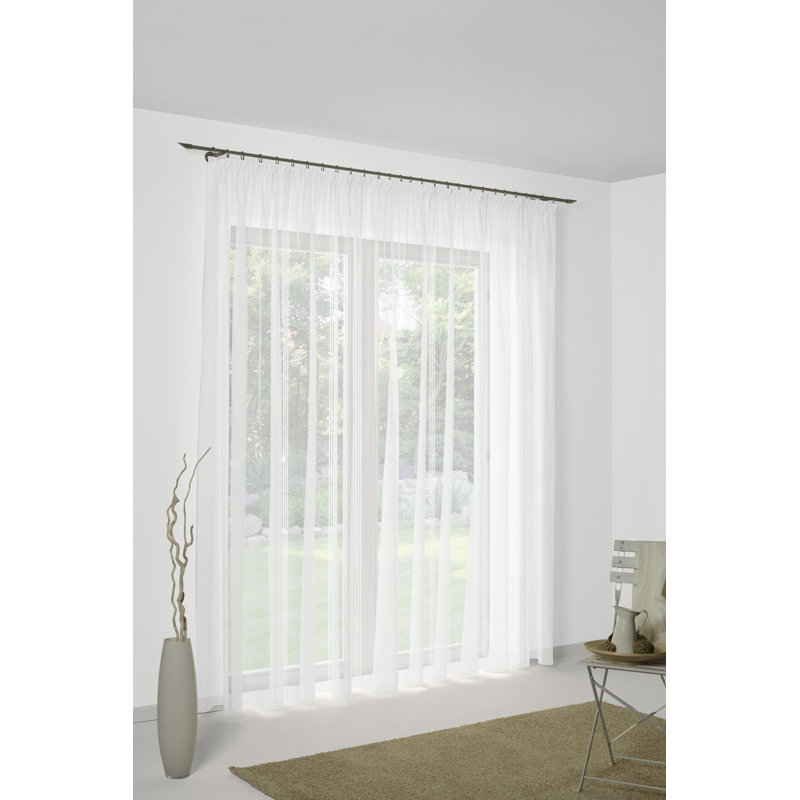 Forsman Semi Sheer Curtain Single Panel, White, 225cm H x 300cm W