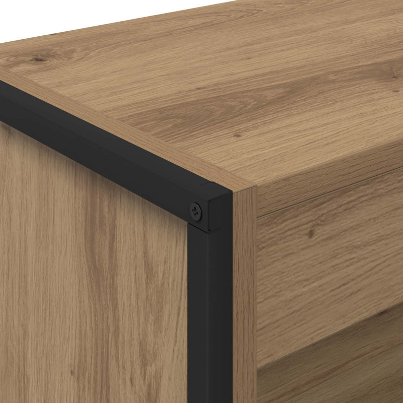 Steel Book Cabinet Bookcase, (4 Shelves) 155cm. H x 60cm. W x 30cm. D, Artisian Oak