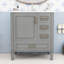 Meuble-lavabo de salle de bain avec lavabo en céramique, tiroirs de rangement et porte-164061186