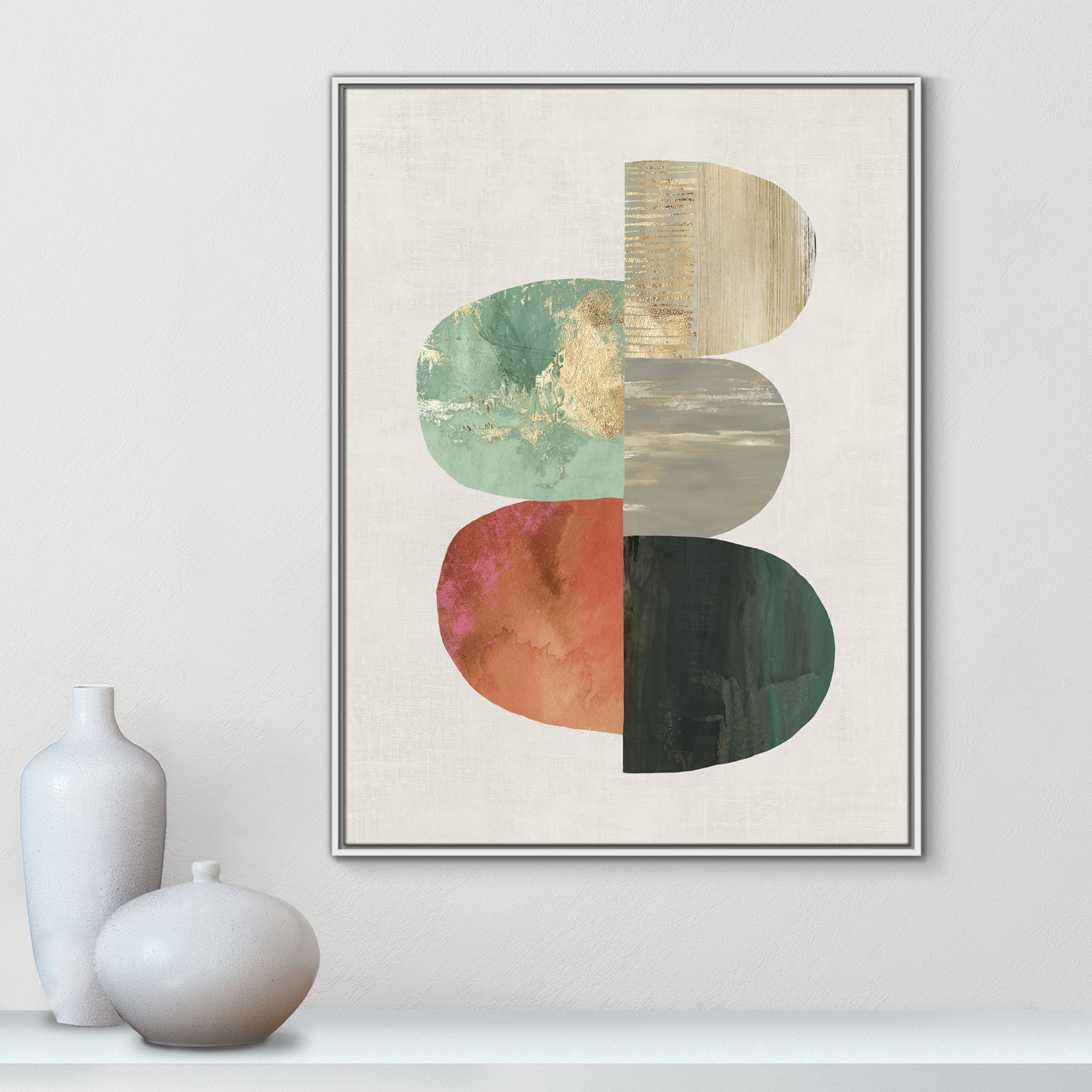 Evolving Energy I - Painting Print, Picture Framed Canvas, 41.5" H x 31.5" W, White