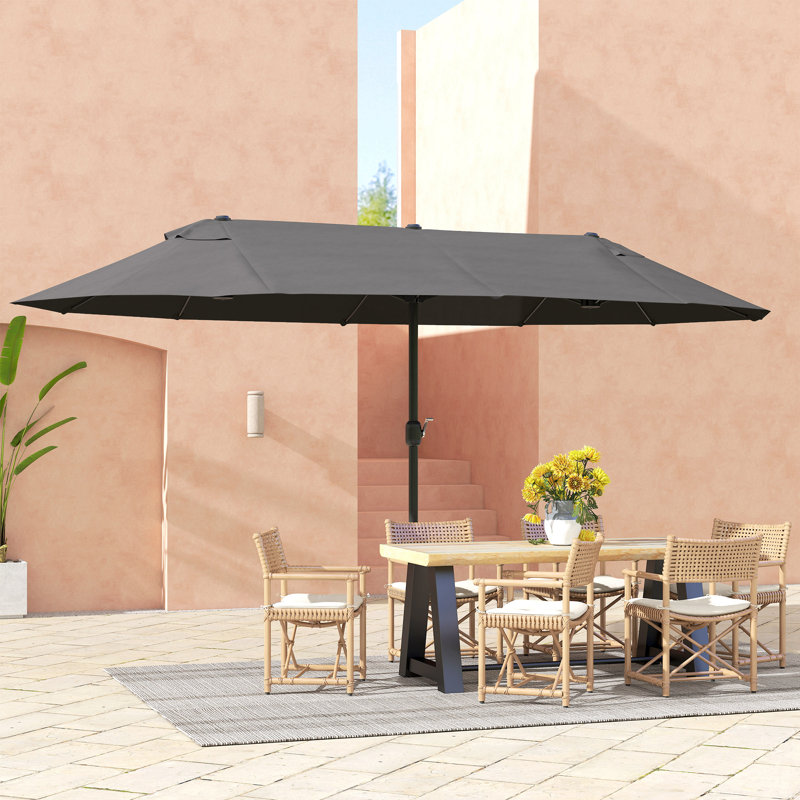 460cm X 270cm Rectangular Market Parasol, Grey