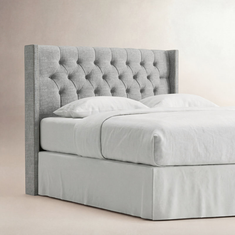 Knighten Upholstered Headboard, Zuma Pumice Textured Linen, Queen