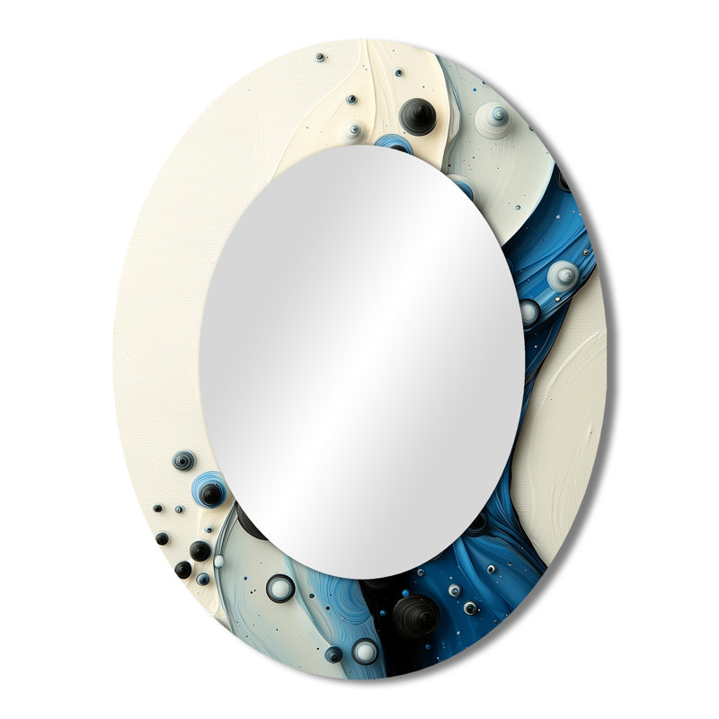 Miroir mural ovale Drip Paint Aqua Rhythmic Splash Of Serenity VI, 43 po x 33 po