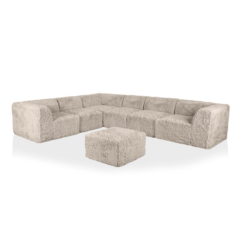 Canapé modulaire compressé 7 pièces Nola, Gris taupe