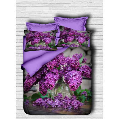 Ensemble de housse de courtepointe luxueuse double, 100% polyester de polyester et coton, 79 x 87, 87 x 94, 20 x 28 (2 pièces) | Impression 3D de haute qualité, fermeture à glissière et enveloppe, lavable à la machine | Élégant design mauve et vert