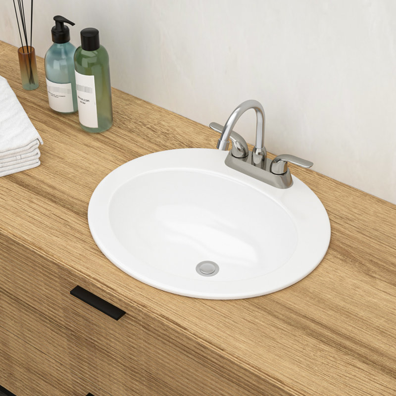 Lavabo de salle de bain ovale encastré en céramique blanc de 20 po x 18 po - Style moderne, teinté, s'adapte à plusieurs environnements Moderne, élégant, teinté - pour différentes utilisations