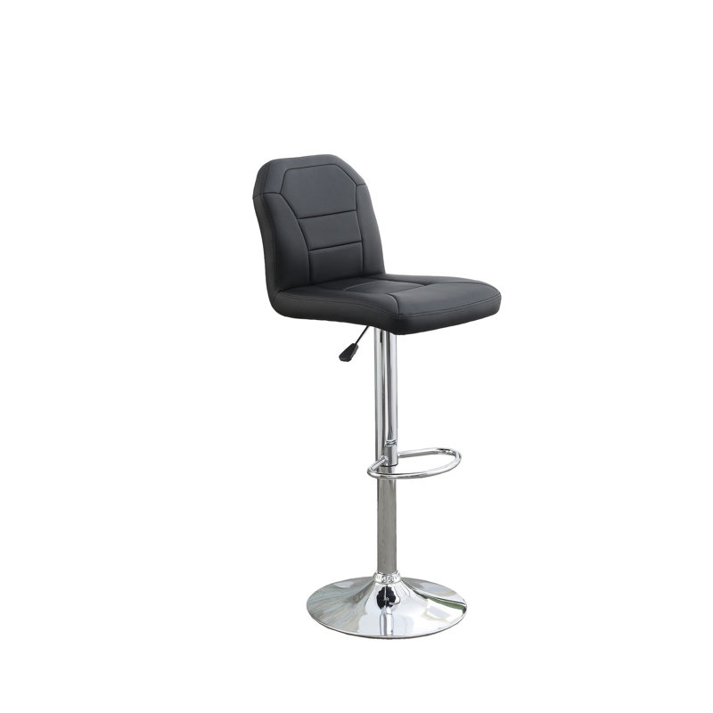 Tabouret de bar en similicuir noir avec assise confortable et détails décoratifs en métal