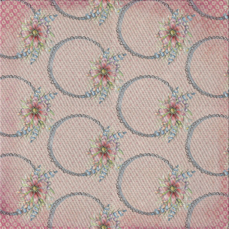 Tapis rose à motif floral Jamie-Leigh, Carré 8 pi