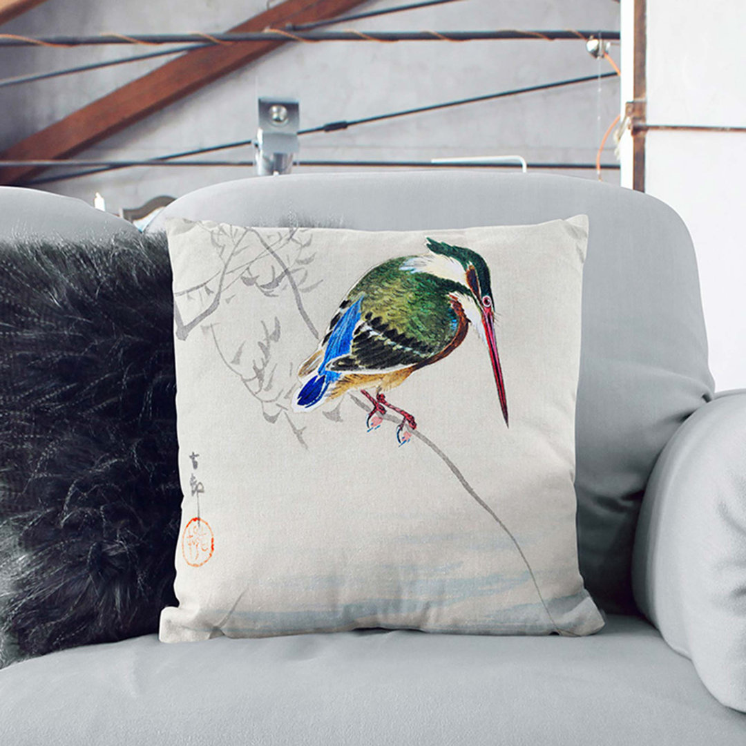 A Kingfisher by Ohara Koson Cushion with Filling